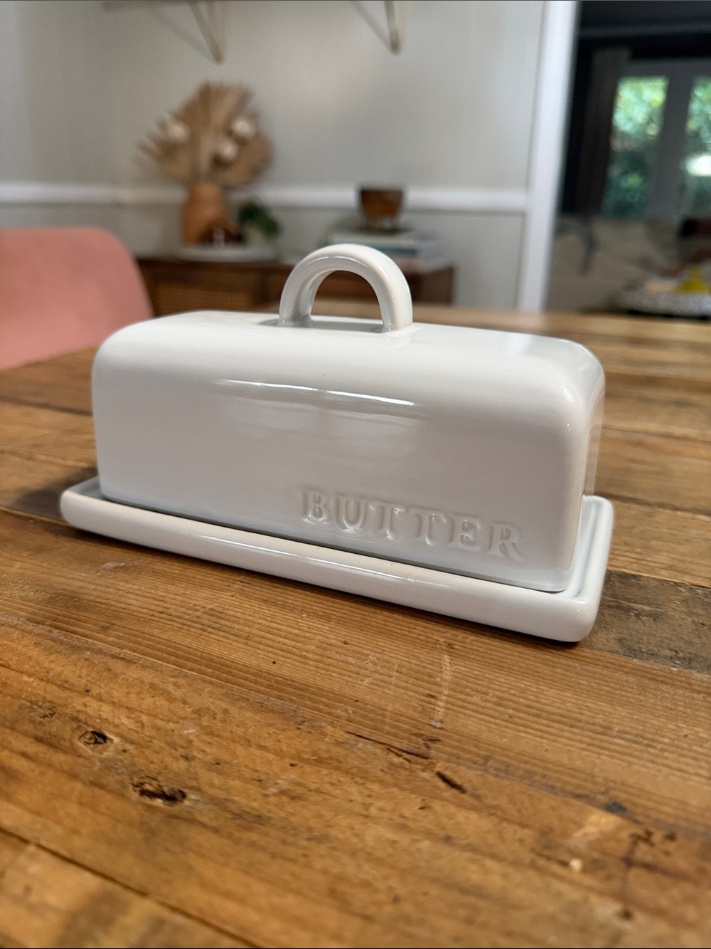 Threshold White Ceramic Butter Keeper with Lid